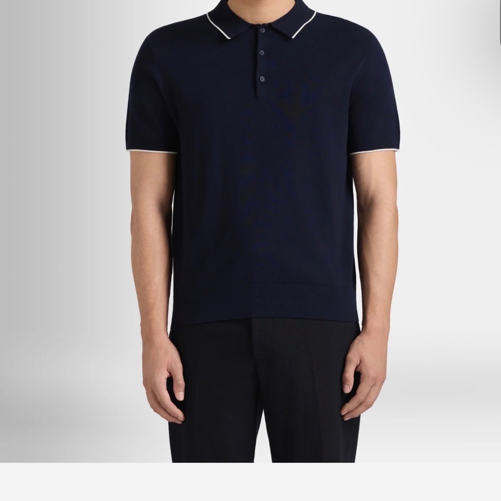 Club Monaco Black Polo with White Contrast Piping